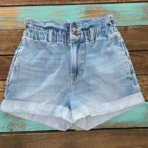 Hollister High Rise Paper Bag Style Jean Shorts